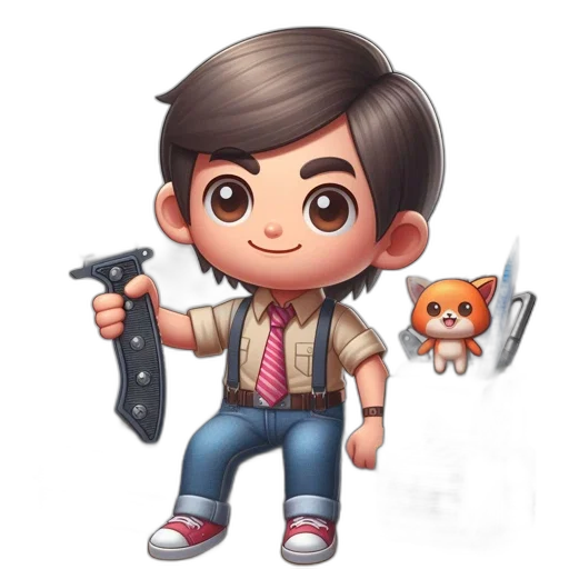weapon, staff, concept art, cartoon, 3d render, pixel art, young, boy transparent PNG cut-out
