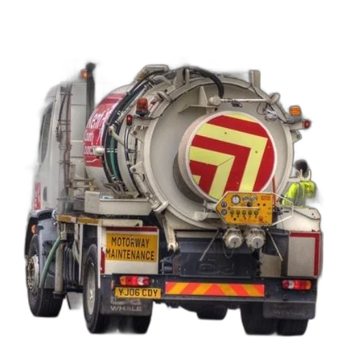 3d render, motorway, maintenance, truck, red, yellow, chevron, pattern transparent PNG cut-out