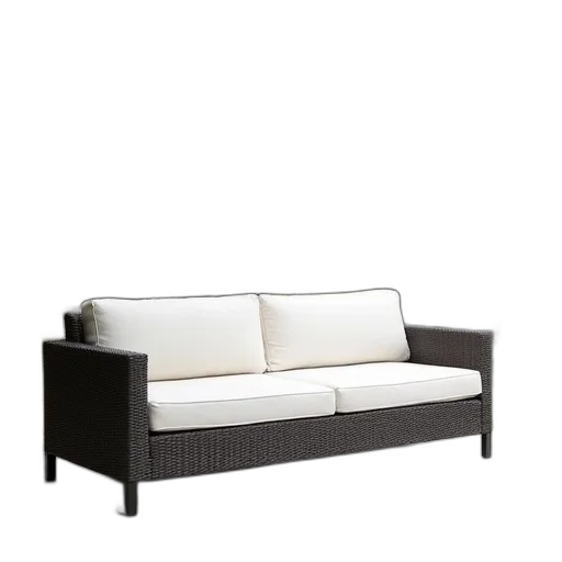 furniture, 3d render, monochrome, modern, wicker, sofa, low, profile transparent PNG cut-out
