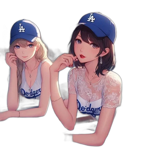 hat, anime, cartoon, concept art, pixel art, blue, two, animated transparent PNG cut-out
