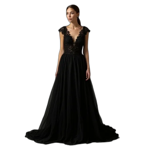 dress, dark, thea, black transparent PNG cut-out