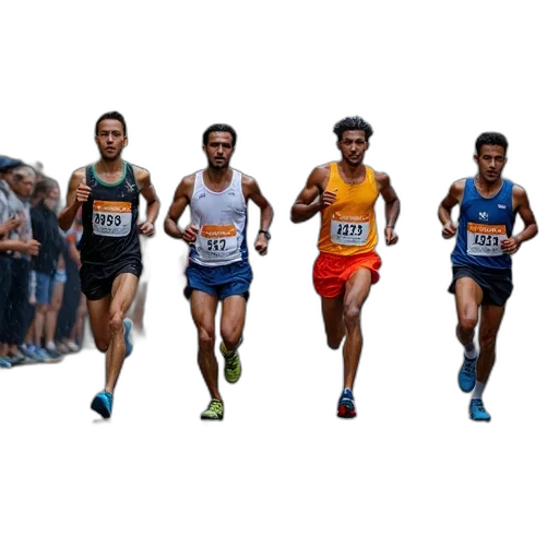 group, runners, participating, marathon, rainy, day, wearing, various transparent PNG cut-out