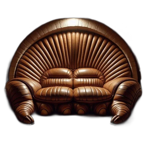 furniture, crown, jacket, jewelry, 3d render, fan-shaped, leather-upholstered, sofa transparent PNG cut-out