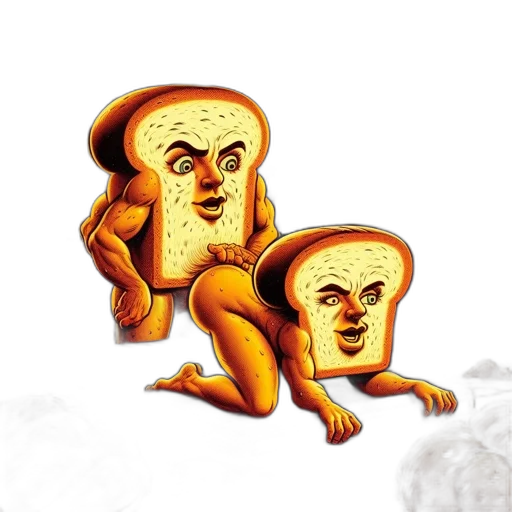 food, creature, concept art, pixel art, 3d render, comic book art, two, anthropomorphic transparent PNG cut-out