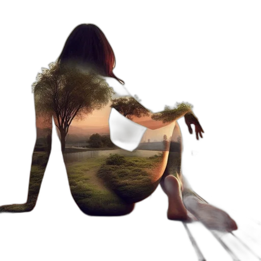 hair, creature, umbrella, concept art, fantasy art, 3d render, photorealistic, forest transparent PNG cut-out