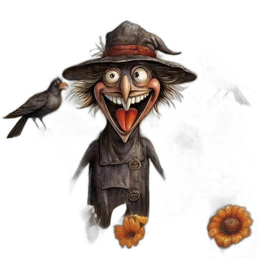 hat, mask, staff, creature, concept art, fantasy art, pixel art, amusing transparent PNG cut-out