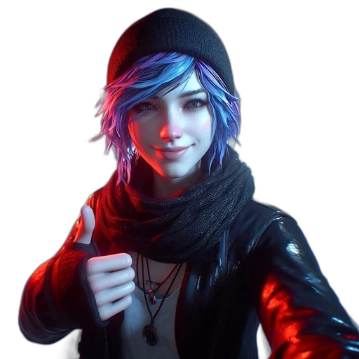 jacket, face, hat, concept art, cyberpunk, photorealistic, fantasy art, neon lights transparent PNG cut-out