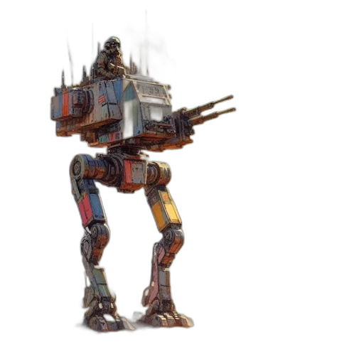 robot, weapon, concept art, 3d render, cyberpunk, pixel art, large, robotic transparent PNG cut-out