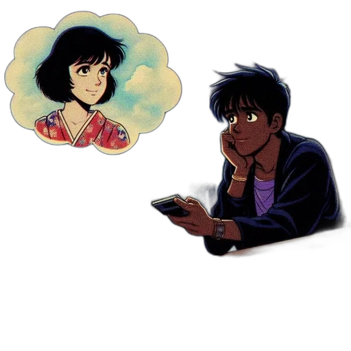 jacket, vaporwave, concept art, anime, comic book art, neon lights, young, man transparent PNG cut-out