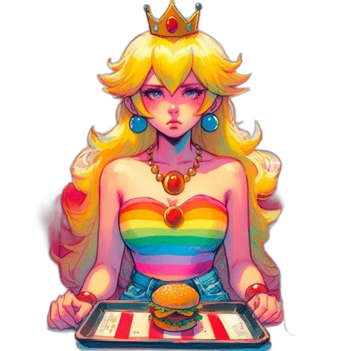crown, dress, jewelry, pixel art, concept art, vaporwave, watercolor, colorful transparent PNG cut-out