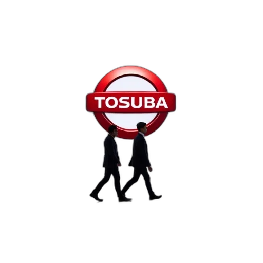 3d render, two, people, walk, front, toshiba, logo, their transparent PNG cut-out