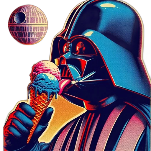 food, staff, comic book art, concept art, pixel art, vaporwave, outer space, neon lights transparent PNG cut-out