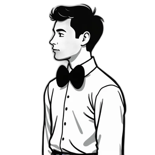 staff, face, jacket, cartoon, comic book art, concept art, pixel art, monochrome transparent PNG cut-out
