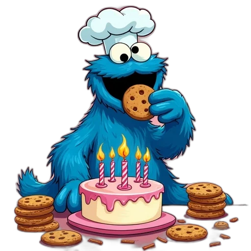 colorful, illustration, cookie, monster, sesame, street, large, his transparent PNG cut-out