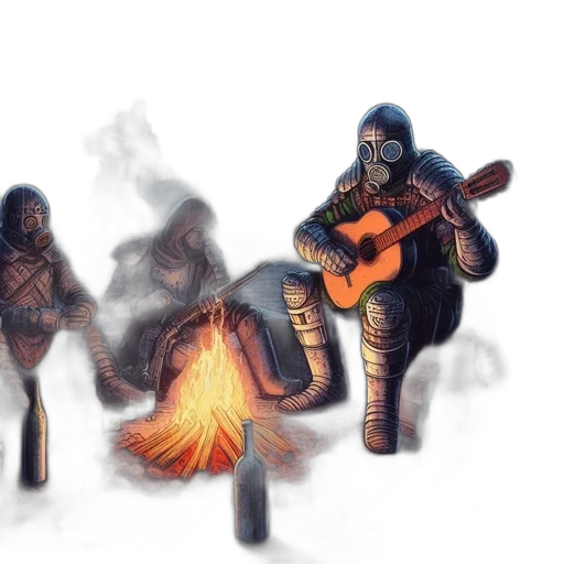 mask, weapon, concept art, fantasy art, watercolor, pixel art, fire, fog transparent PNG cut-out