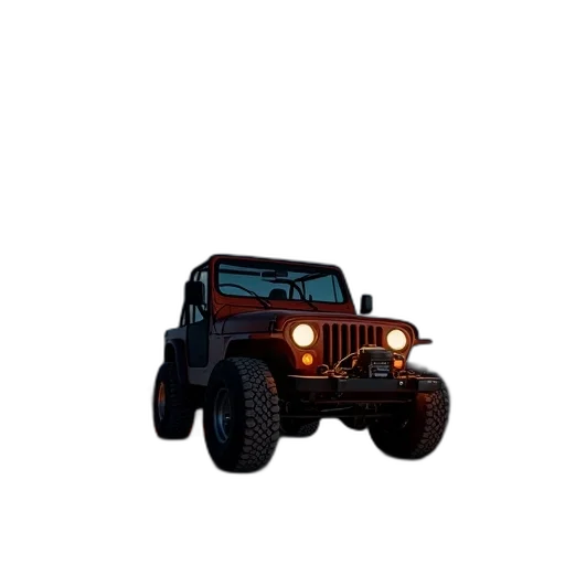 car, pixel art, 3d render, concept art, photorealistic, old, jeep, night transparent PNG cut-out