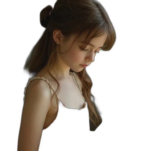 dress, hair, jewelry, face transparent PNG cut-out