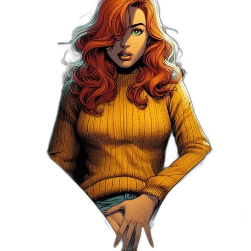 jacket, dress, comic book art, concept art, fantasy art, cartoon, golden, earth tones transparent PNG cut-out