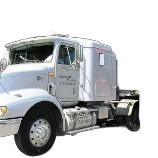 silver, semi-truck, number, 5143293688, side, parked, outdoors transparent PNG cut-out