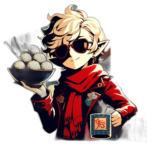 staff, jacket, weapon, pixel art, cartoon, concept art, anime, red transparent PNG cut-out
