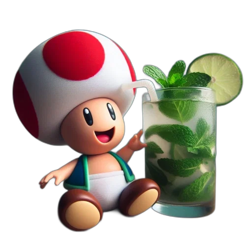 bottle, food, 3d render, pixel art, concept art, photorealistic, toad, super transparent PNG cut-out