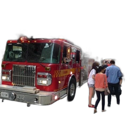 staff, fire, city street, red, truck, words, toronto, parked transparent PNG cut-out
