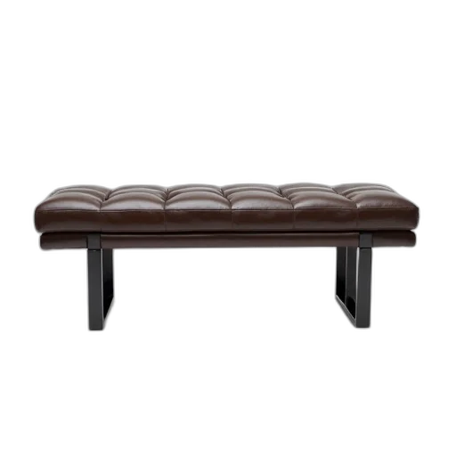 furniture, 3d render, plain, rectangular, tufted, leather, bench, dark transparent PNG cut-out