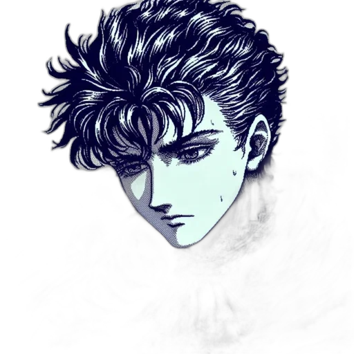 face, mask, hair, crown, anime, concept art, vaporwave, pixel art transparent PNG cut-out