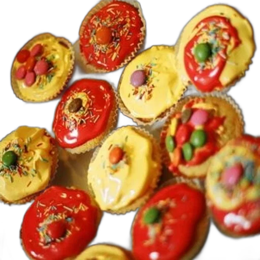 food, jewelry, crown, photorealistic, oil painting, plate, colorful, cupcakes transparent PNG cut-out