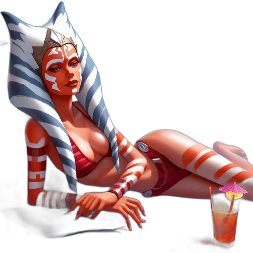 concept art, fantasy art, comic book art, pixel art, woman, wearing, red, bikini transparent PNG cut-out