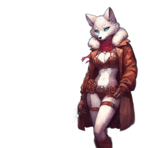 jacket, staff, dress, animal, concept art, pixel art, fantasy art, watercolor transparent PNG cut-out