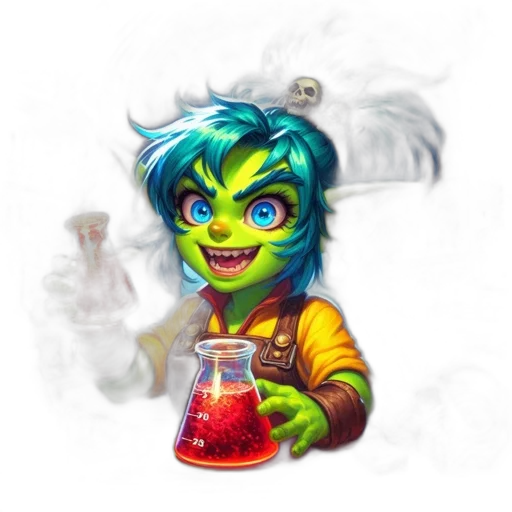 staff, concept art, fantasy art, pixel art, comic book art, lively, green-skinned, goblin transparent PNG cut-out