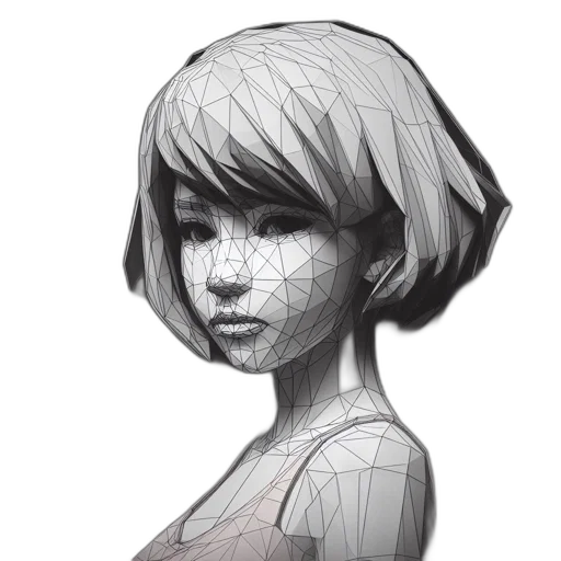 face, mask, robot, dress, concept art, photorealistic, 3d render, pixel art transparent PNG cut-out