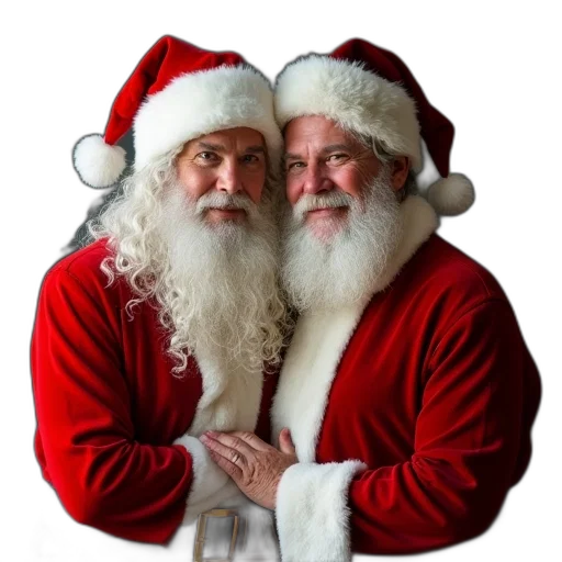 santa, mrs, claus, hugging transparent PNG cut-out