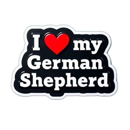 colorful, sticker, phrase, love, german, shepherd, white, text transparent PNG cut-out
