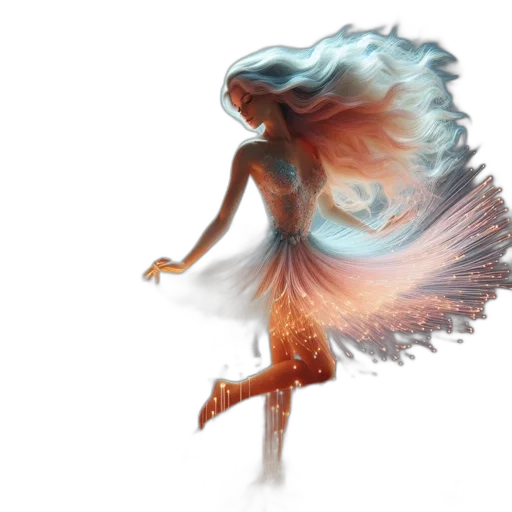 dress, fantasy art, concept art, watercolor, 3d render, underwater, golden, luminous transparent PNG cut-out