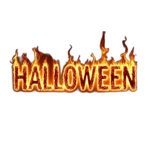 second, image, close-up, word, halloween, fiery, background, letters transparent PNG cut-out