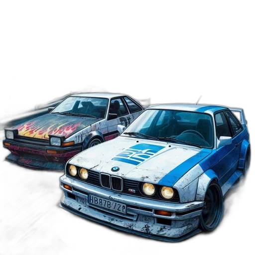 car, concept art, photorealistic, pixel art, fantasy art, blue, two, cars transparent PNG cut-out