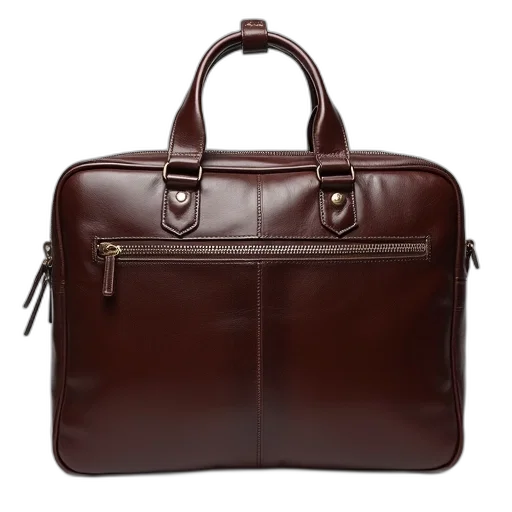 business, briefcase, made, genuine, leather, two, compartments, zipper transparent PNG cut-out