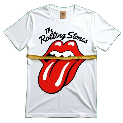 white, t-shirt, graphic, mouth, words, rolling, stones, laid transparent PNG cut-out