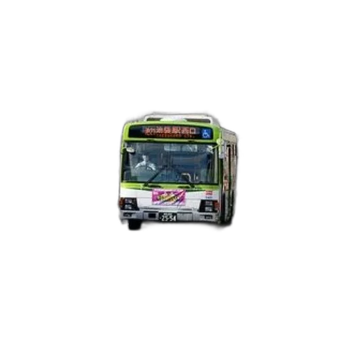 green, white, bus, driving, down, city, street, traffic transparent PNG cut-out