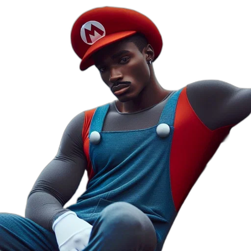 hat, 3d render, concept art, man, dressed, mario, recognizable, his transparent PNG cut-out