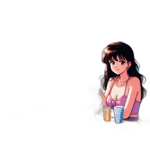 food, dress, bottle, vaporwave, pixel art, anime, watercolor, neon lights transparent PNG cut-out