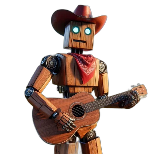 robot, animal, jacket, weapon, 3d render, concept art, wooden, dressed transparent PNG cut-out