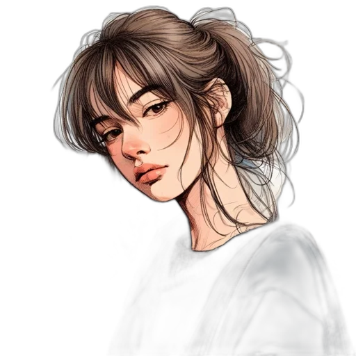 face, hair, photorealistic, watercolor, oil painting, fantasy art, pastel, blue transparent PNG cut-out