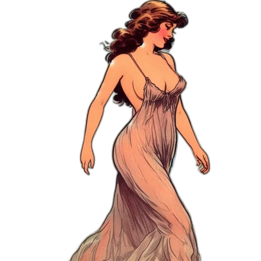 dress, comic book art, concept art, fantasy art, pixel art, earth tones, golden, old-fashioned transparent PNG cut-out