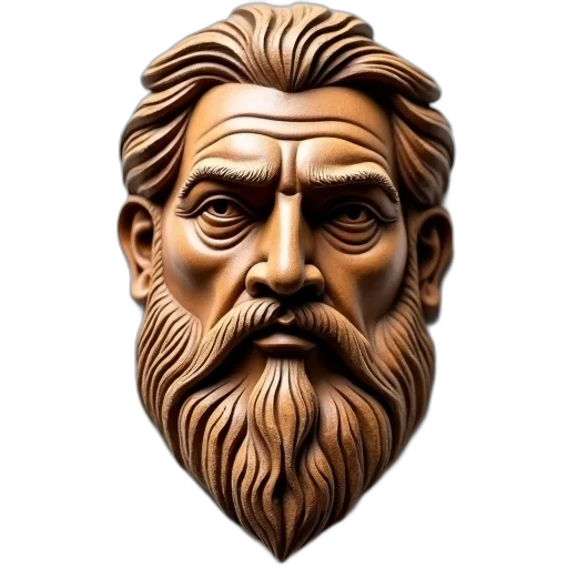face, mask, photorealistic, 3d render, fantasy art, oil painting, wooden, carving transparent PNG cut-out