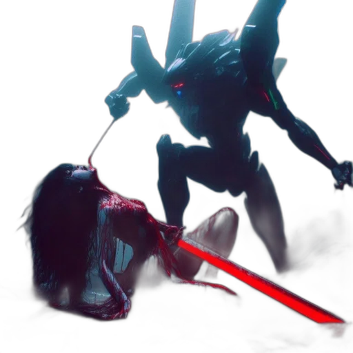 weapon, staff, sword, creature, concept art, cyberpunk, fantasy art, 3d render transparent PNG cut-out