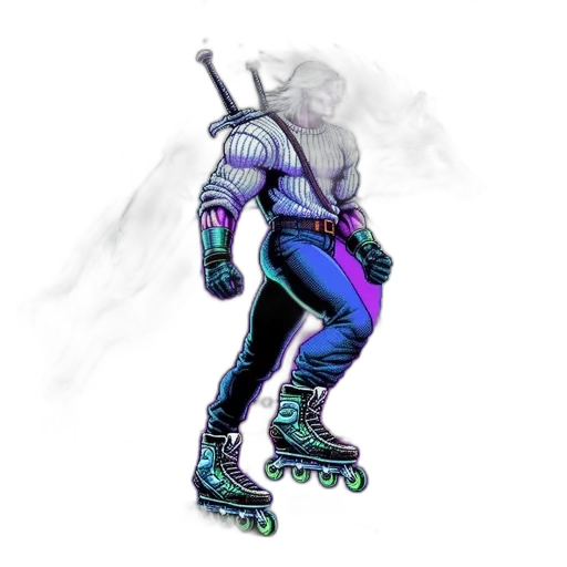 staff, weapon, robot, cyberpunk, concept art, vaporwave, 3d render, blue transparent PNG cut-out