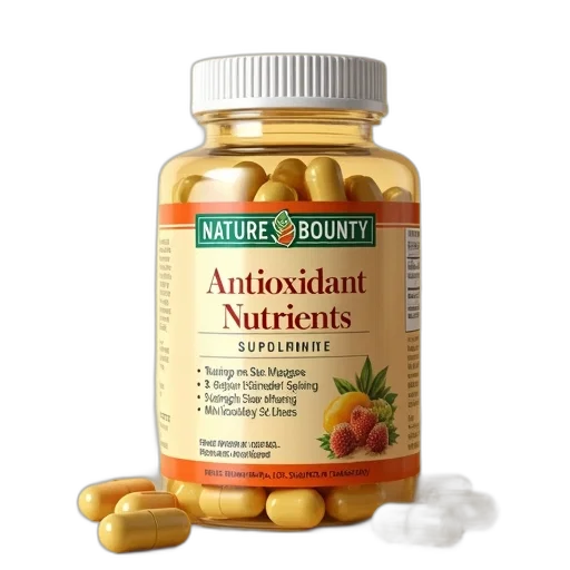 bottle, antioxidant, nutrients, supplement, label, reads, nature, bounty transparent PNG cut-out
